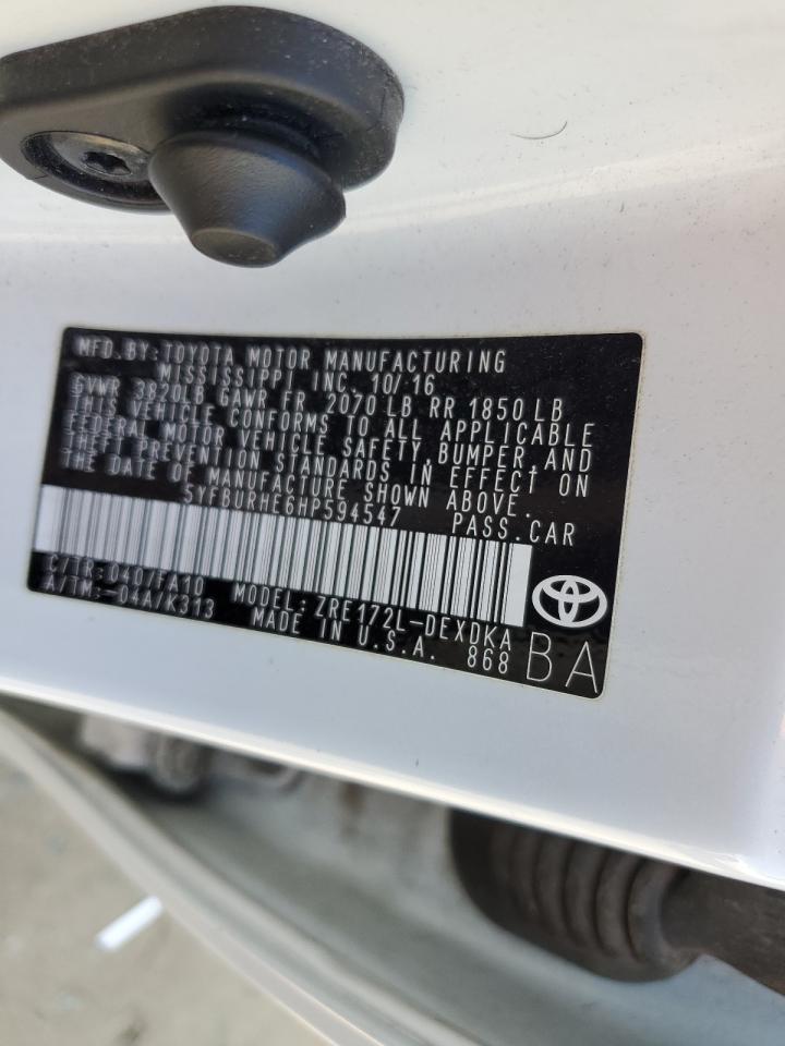 2017 Toyota Corolla L VIN: 5YFBURHE6HP594547 Lot: 70675325