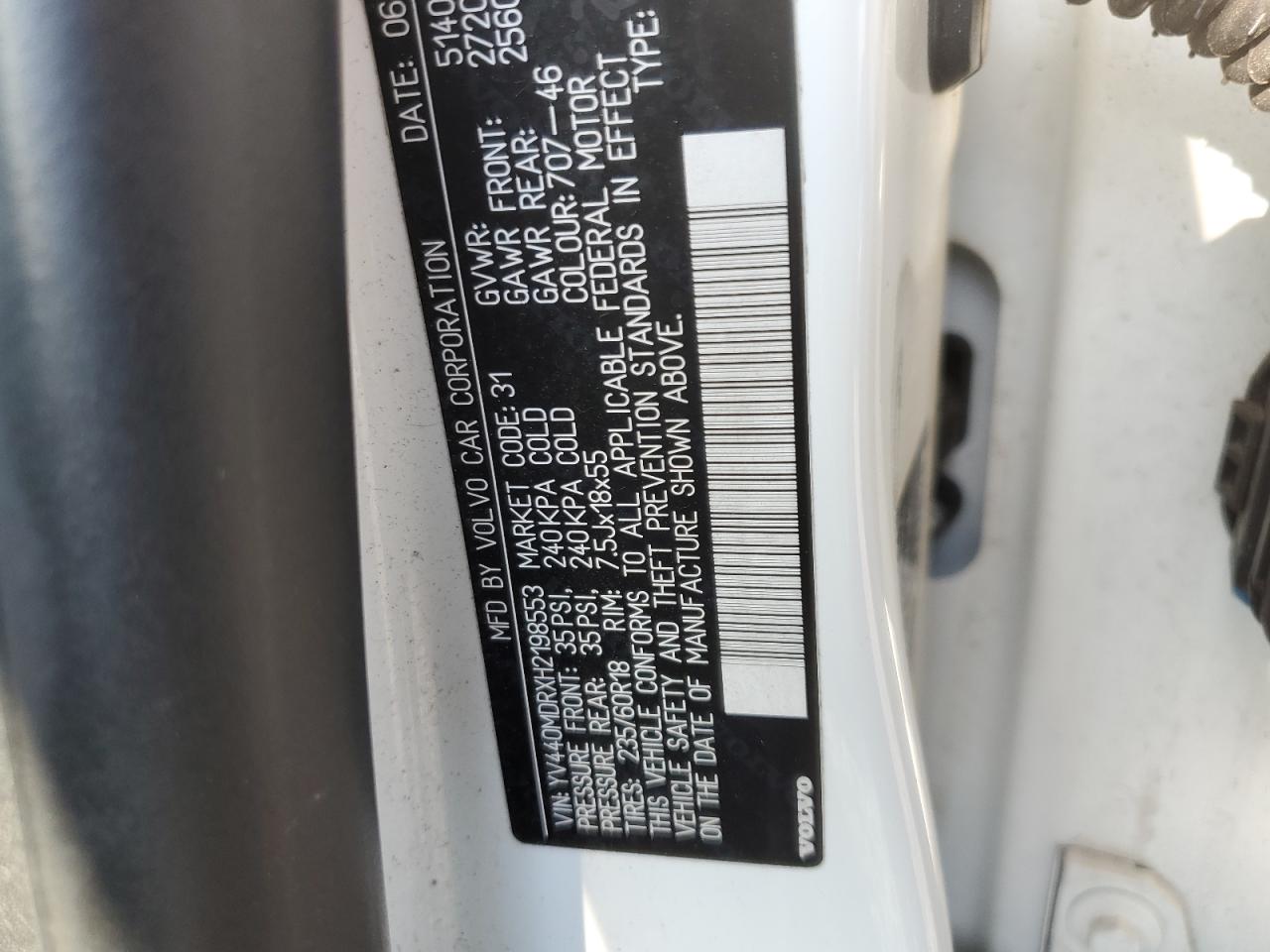 2017 Volvo Xc60 T5 Dynamic VIN: YV440MDRXH2198553 Lot: 72082655