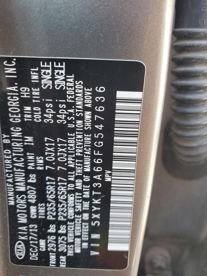 2015 Kia Sorento Lx VIN: 5XYKT3A66FG547636 Lot: 81487985