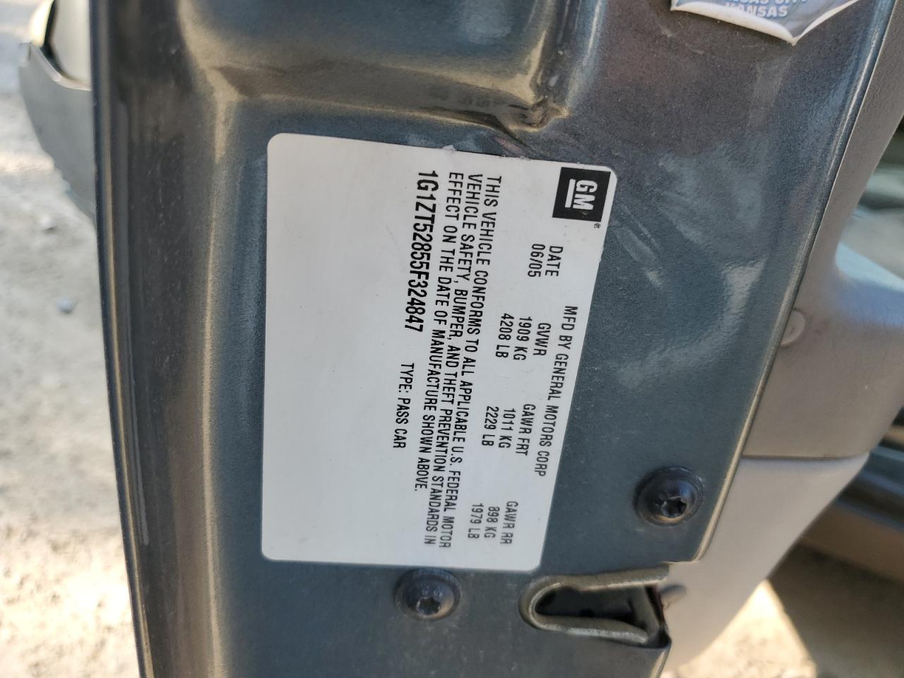 2005 Chevrolet Malibu Ls VIN: 1G1ZT52855F324847 Lot: 70600225