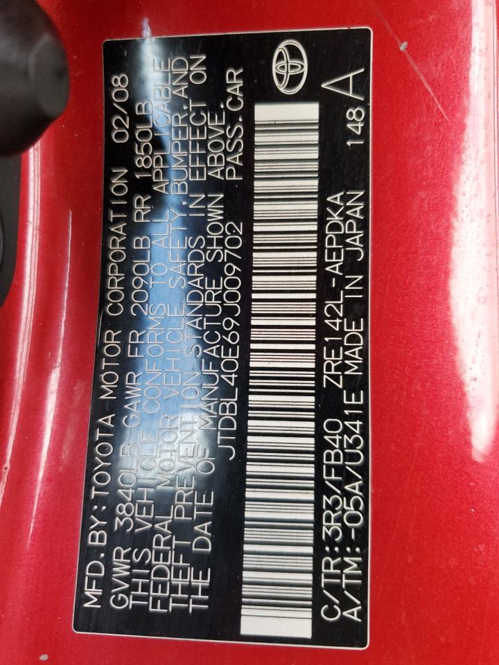 2009 Toyota Corolla Base VIN: JTDBL40E69J009702 Lot: 81463085