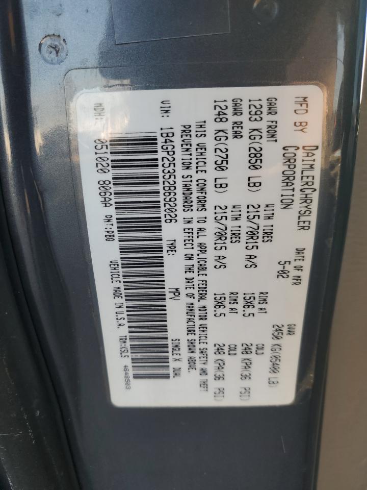 2002 Dodge Caravan Se VIN: 1B4GP25352B692026 Lot: 82116865