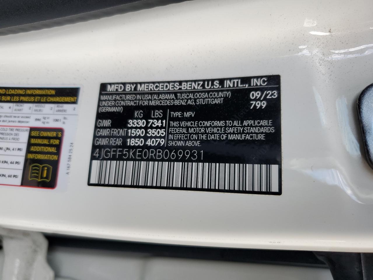 2024 Mercedes-Benz Gls 450 4Matic VIN: 4JGFF5KE0RB069931 Lot: 83828475
