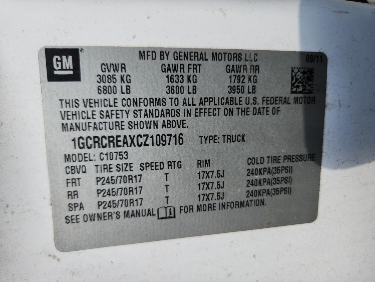 2012 Chevrolet Silverado C1500 Ls VIN: 1GCRCREAXCZ109716 Lot: 84208005