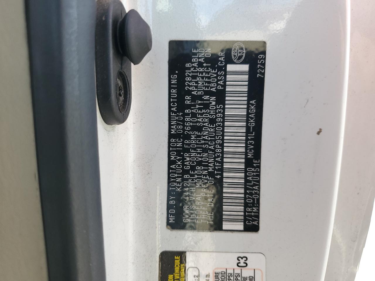 2005 Toyota Camry Solara Se VIN: 4T1FA38P95U039935 Lot: 81674465