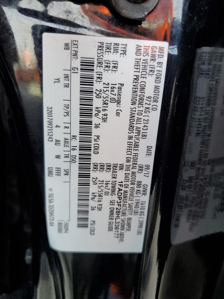 2017 Ford Focus Se VIN: 1FADP3F28HL336177 Lot: 84820835