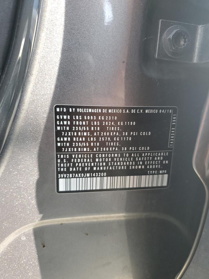 2018 Volkswagen Tiguan Se VIN: 3VV2B7AX9JM143200 Lot: 71451395