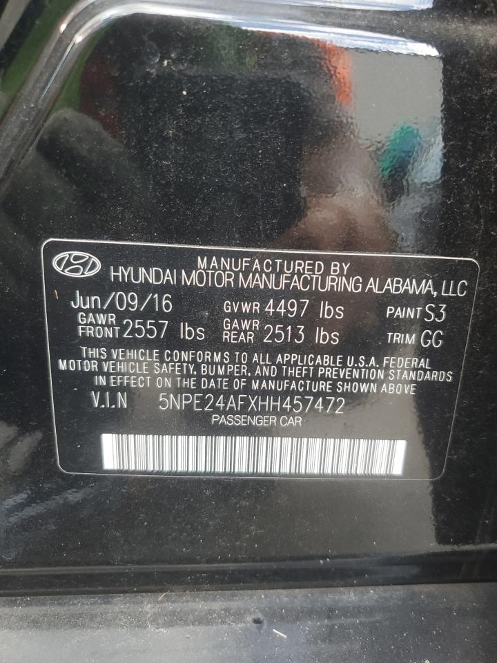 2017 Hyundai Sonata Se VIN: 5NPE24AFXHH457472 Lot: 83800945