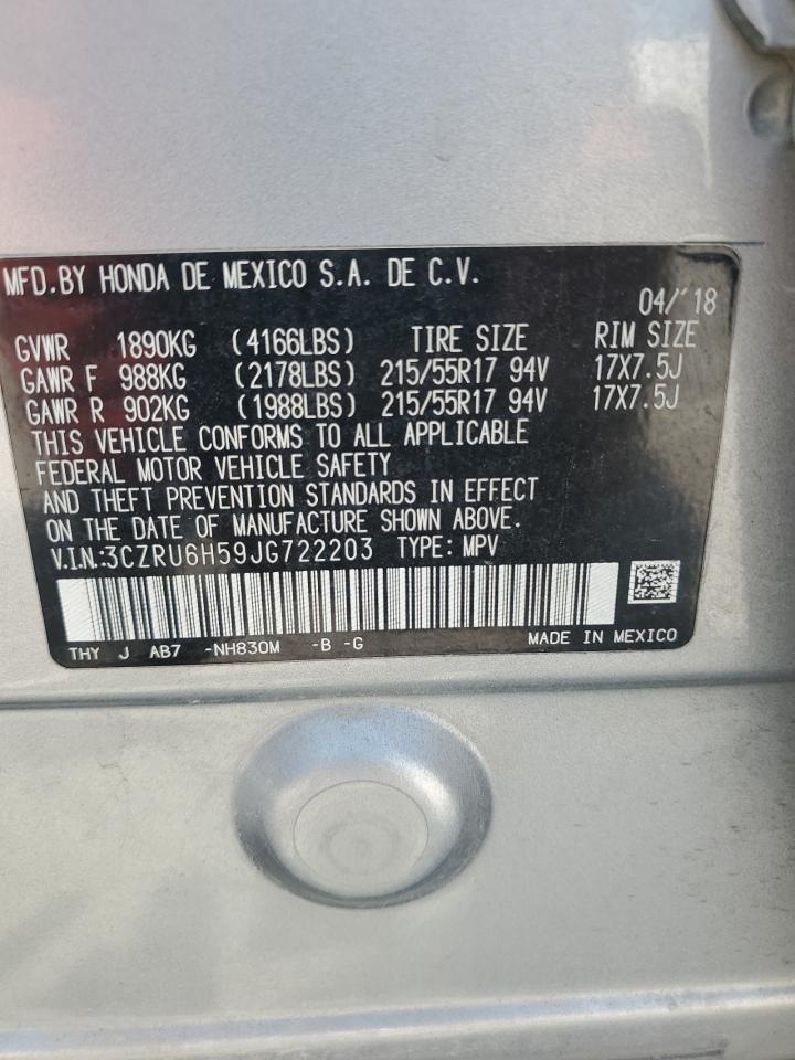 2018 Honda Hr-V Ex VIN: 3CZRU6H59JG722203 Lot: 81304645