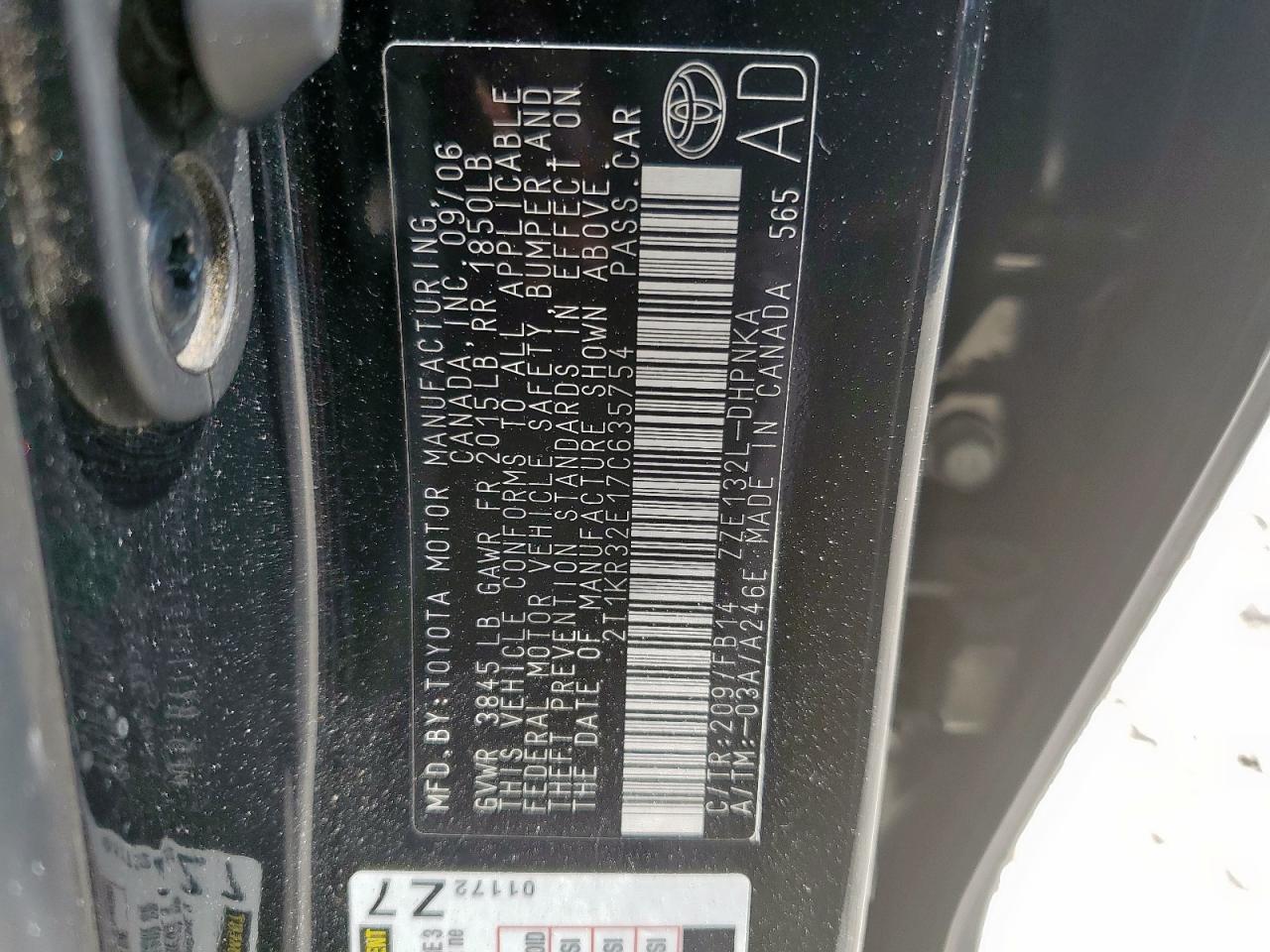 2007 Toyota Corolla Matrix Xr VIN: 2T1KR32E17C635754 Lot: 81627205