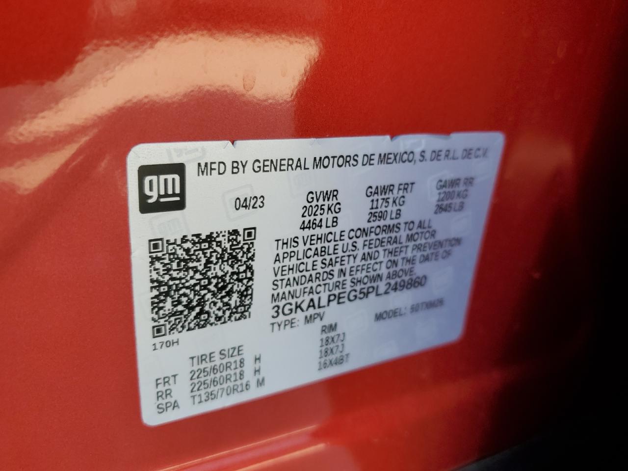 2023 GMC Terrain Slt VIN: 3GKALPEG5PL249860 Lot: 72027675