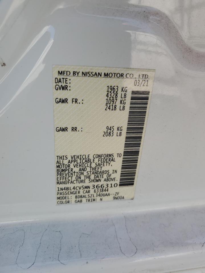 2021 Nissan Altima Sr VIN: 1N4BL4CV5MN366310 Lot: 71818845
