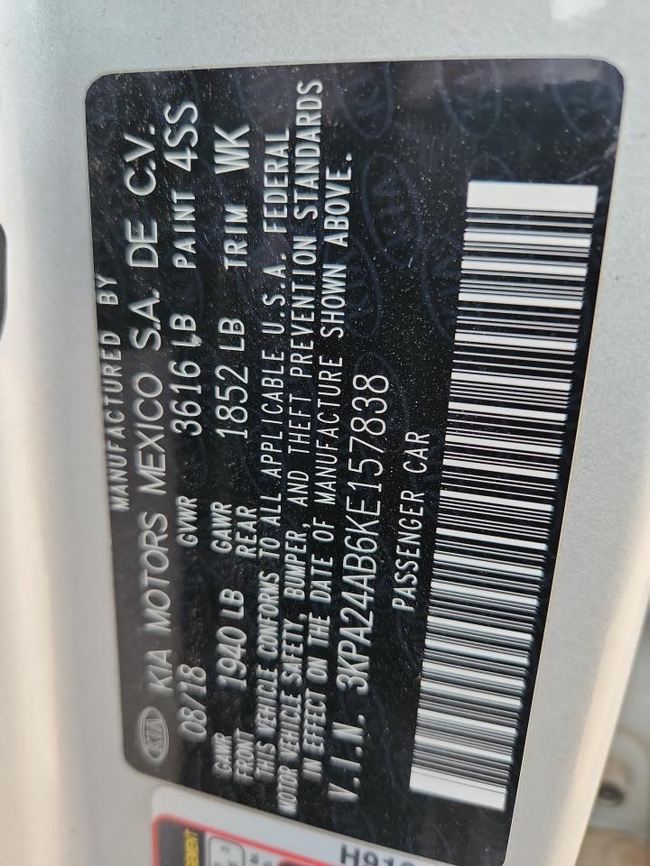 2019 Kia Rio S VIN: 3KPA24AB6KE157838 Lot: 81044755