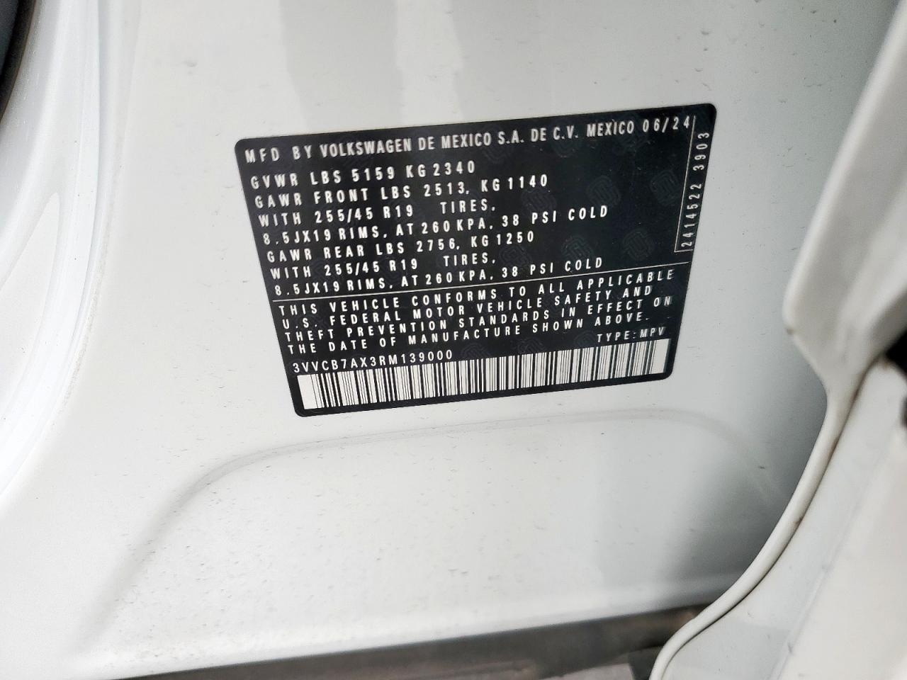 2024 Volkswagen Tiguan Se R-Line Black VIN: 3VVCB7AX3RM139000 Lot: 81388445