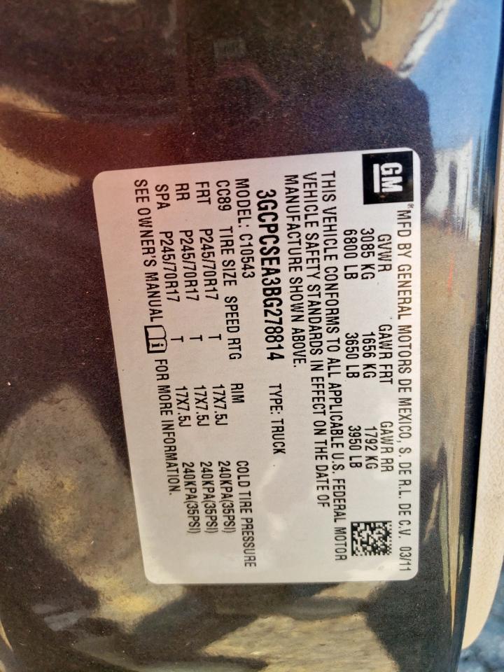 2011 Chevrolet Silverado C1500 Lt VIN: 3GCPCSEA3BG278814 Lot: 80208625