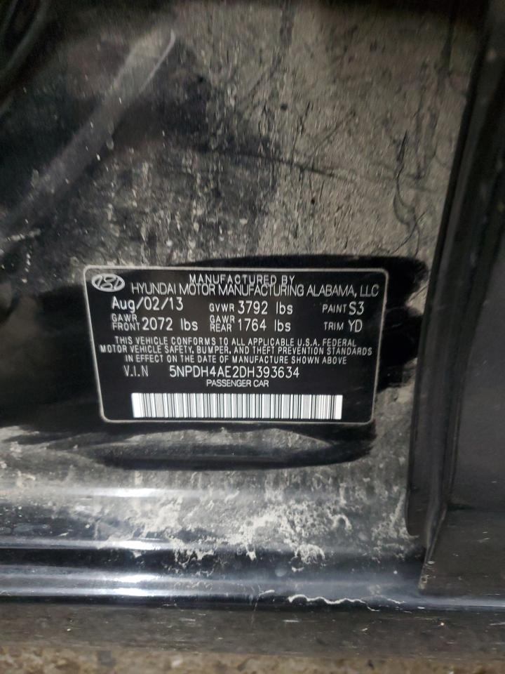 2013 Hyundai Elantra Gls VIN: 5NPDH4AE2DH393634 Lot: 81331495