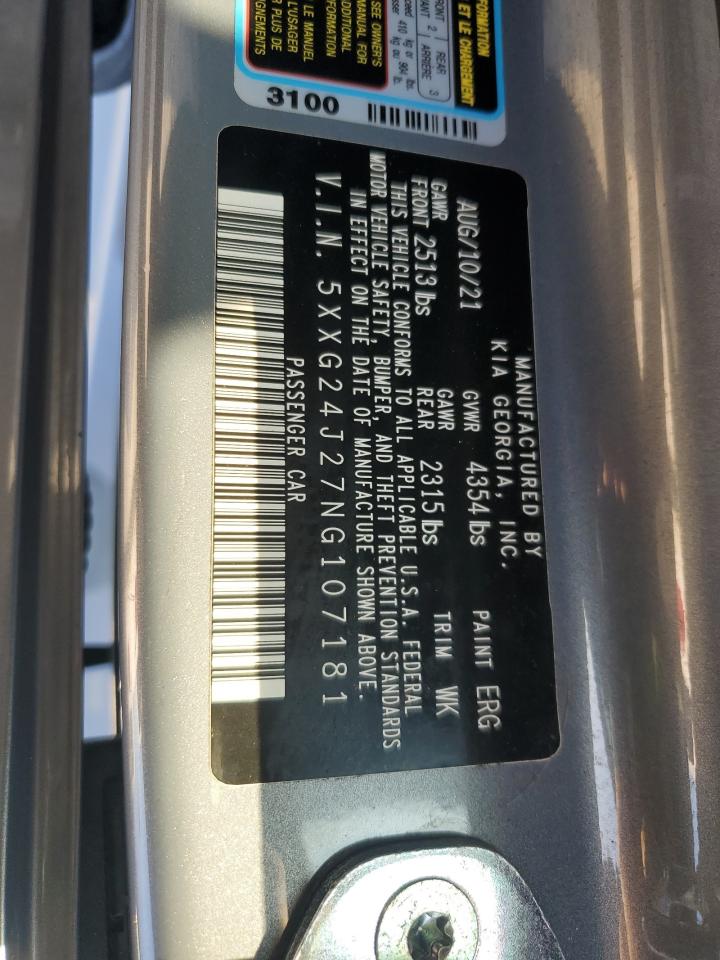 2022 Kia K5 Lx VIN: 5XXG24J27NG107181 Lot: 80266975