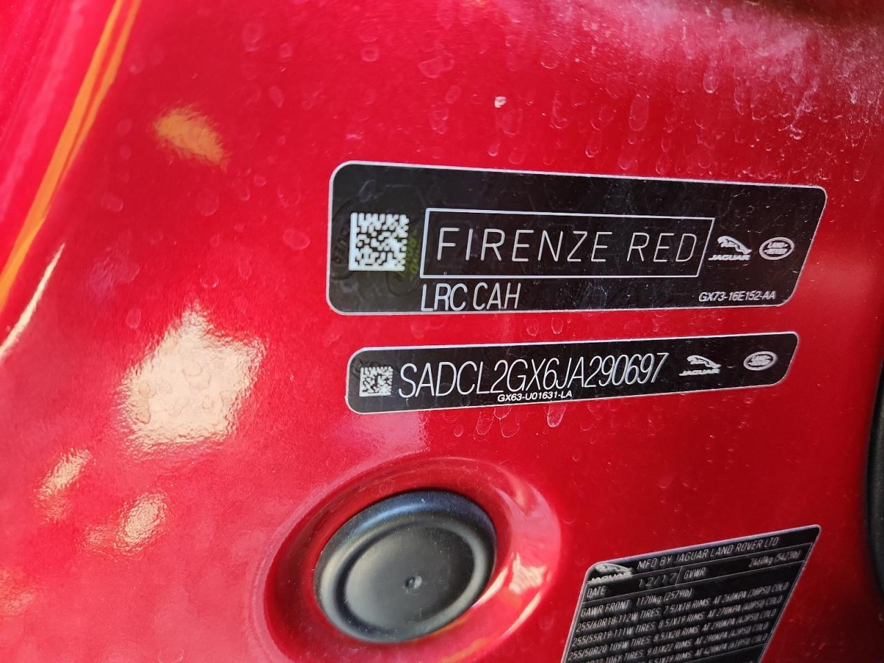 2018 Jaguar F-Pace R - Sport VIN: SADCL2GX6JA290697 Lot: 70395275