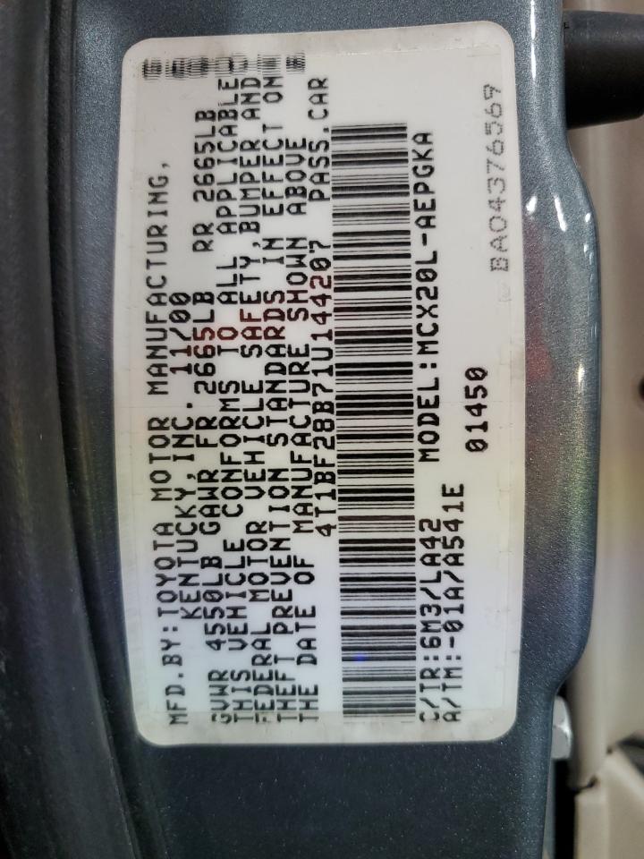 2001 Toyota Avalon Xl VIN: 4T1BF28B71U144207 Lot: 82162925