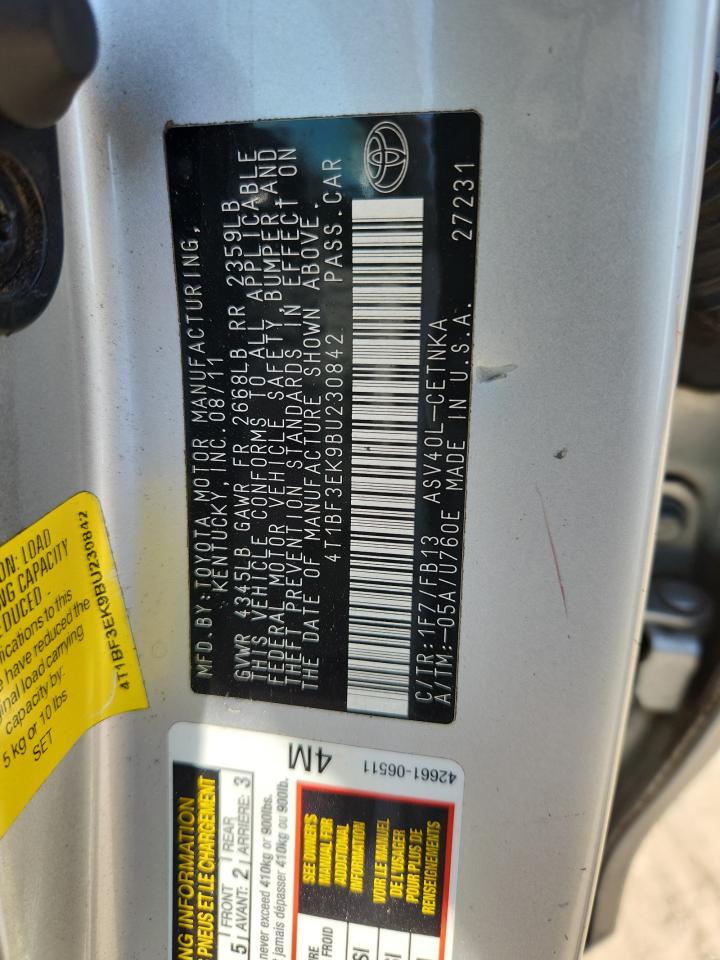 2011 Toyota Camry Base VIN: 4T1BF3EK9BU230842 Lot: 82153185