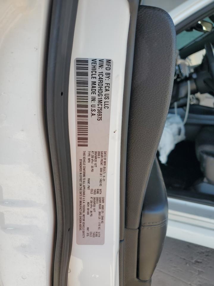 2021 Dodge Durango Gt VIN: 1C4RDHDG1MC756975 Lot: 71320555
