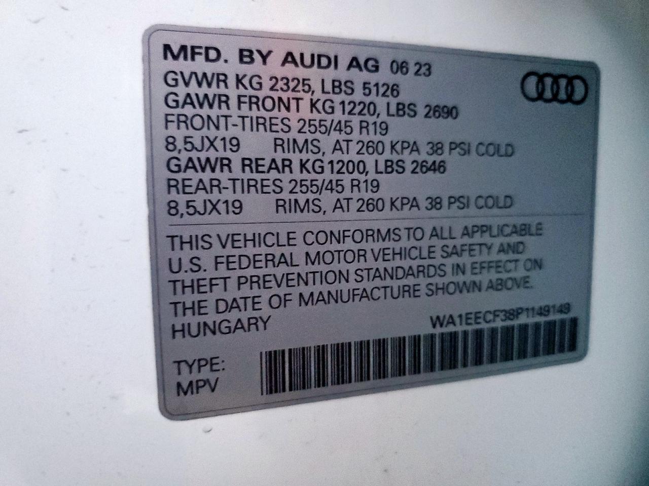 2023 Audi Q3 Premium Plus S Line 45 VIN: WA1EECF38P1149149 Lot: 81667535