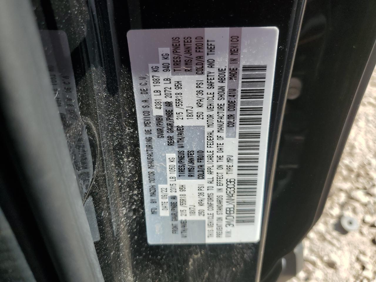 2022 Mazda Cx-30 Select VIN: 3MVDMBBLXNM453036 Lot: 80891875