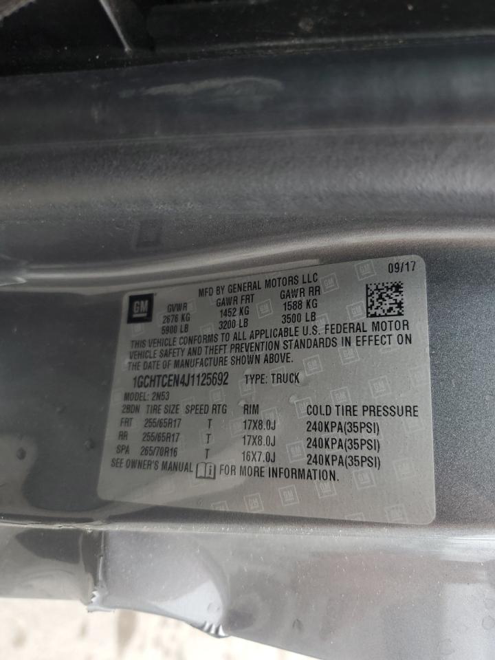 2018 Chevrolet Colorado Lt VIN: 1GCHTCEN4J1125692 Lot: 81607185