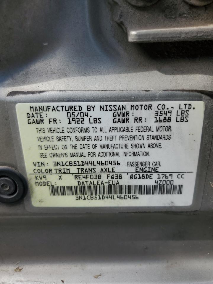 2004 Nissan Sentra 1.8 VIN: 3N1CB51D44L460456 Lot: 70729675