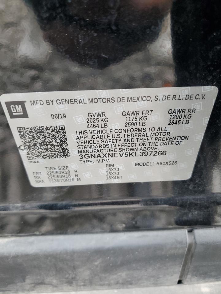 2019 Chevrolet Equinox Premier VIN: 3GNAXNEV5KL397266 Lot: 83832665