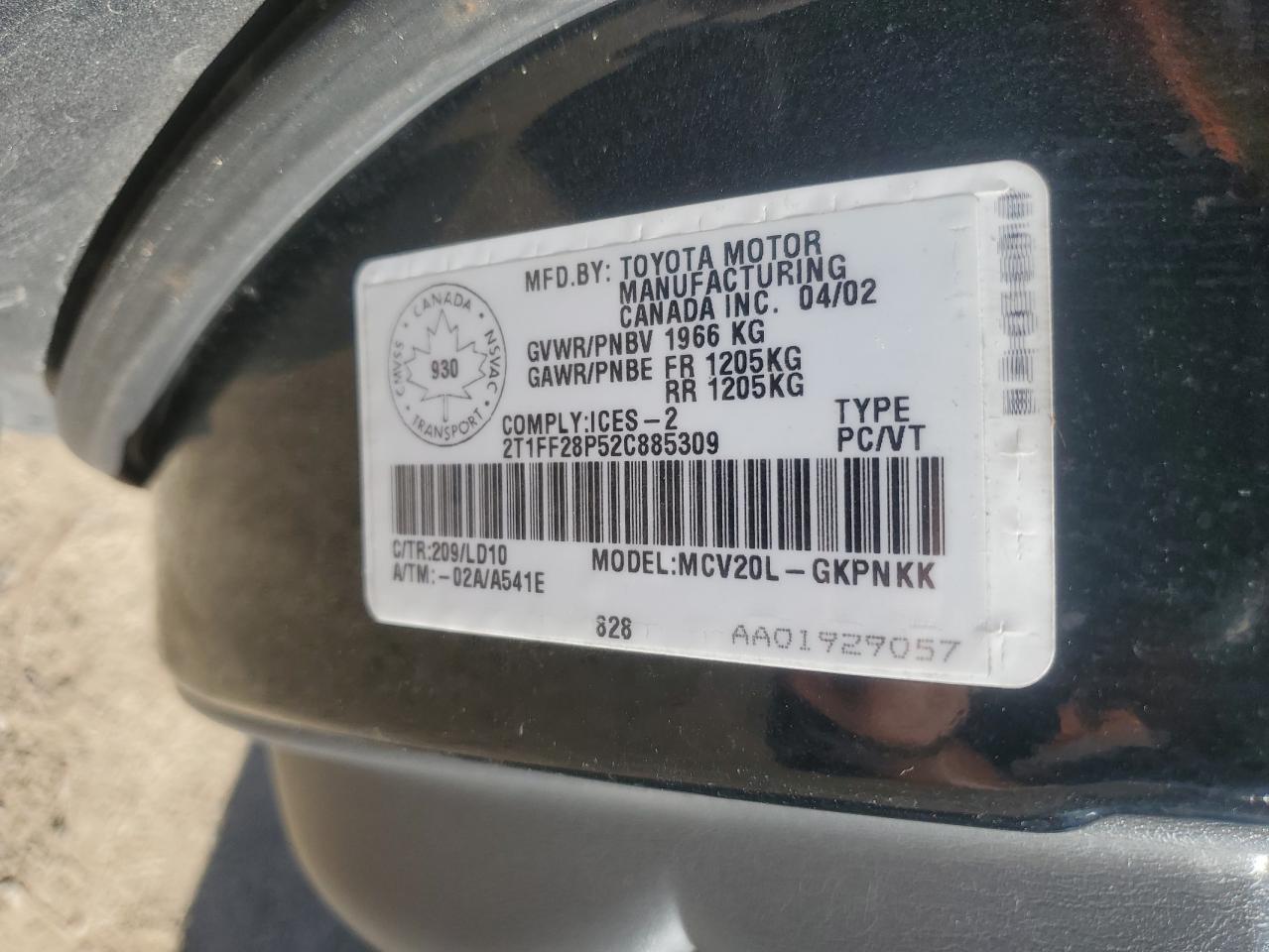 2002 Toyota Camry Solara Se VIN: 2T1FF28P52C885309 Lot: 81423045