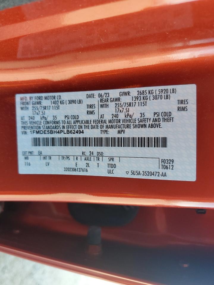 2023 Ford Bronco Base VIN: 1FMDE5BH4PLB62494 Lot: 71353435