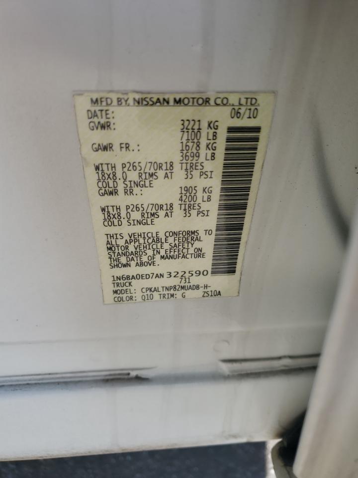 2010 Nissan Titan Xe VIN: 1N6BA0ED7AN322590 Lot: 81552925