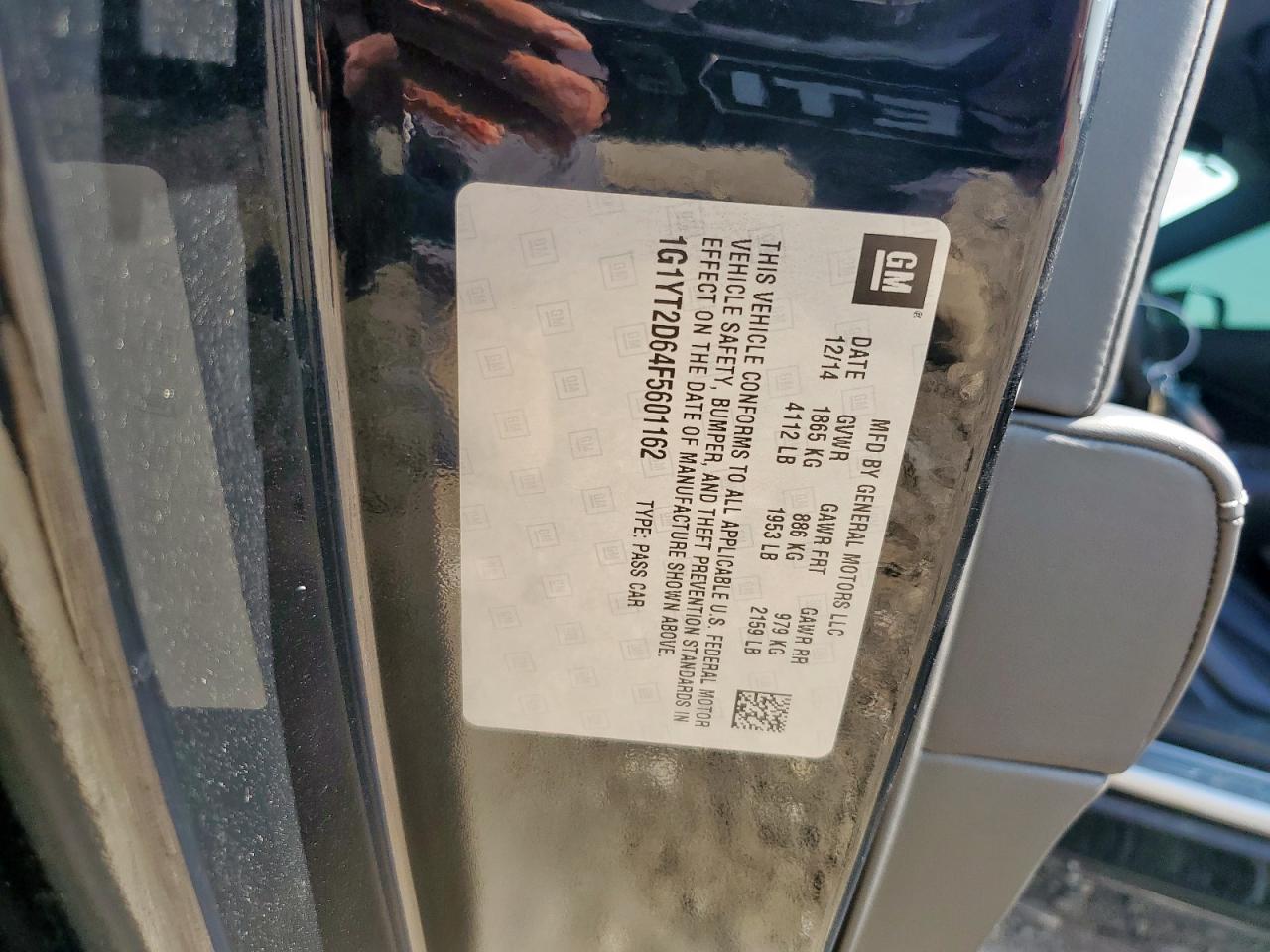 2015 Chevrolet Corvette Z06 3Lz VIN: 1G1YT2D64F5601162 Lot: 71739955