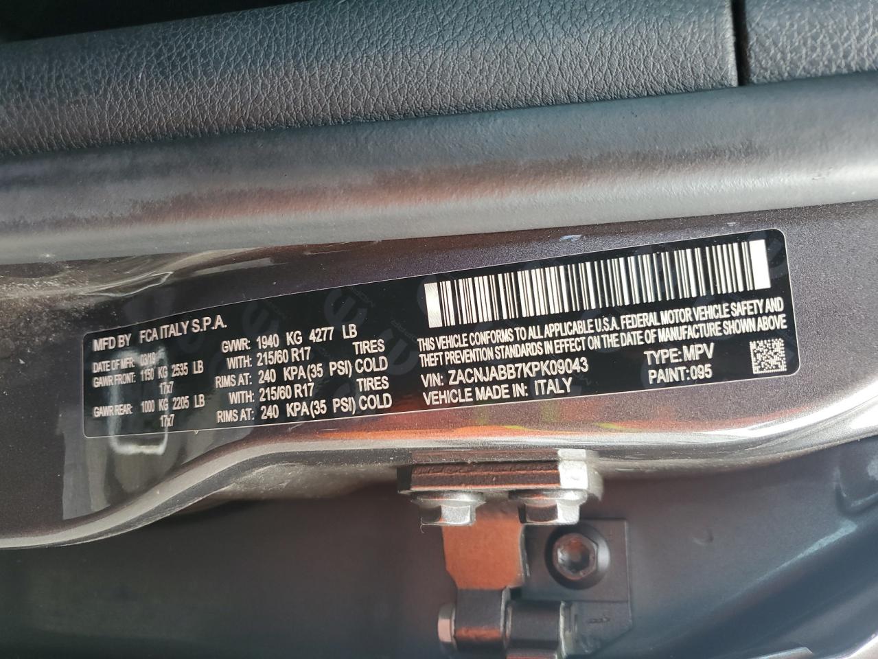 2019 Jeep Renegade Latitude VIN: ZACNJABB7KPK09043 Lot: 83784675