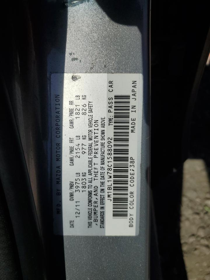 2012 Mazda 3 I VIN: JM1BL1W78C1588092 Lot: 71223055