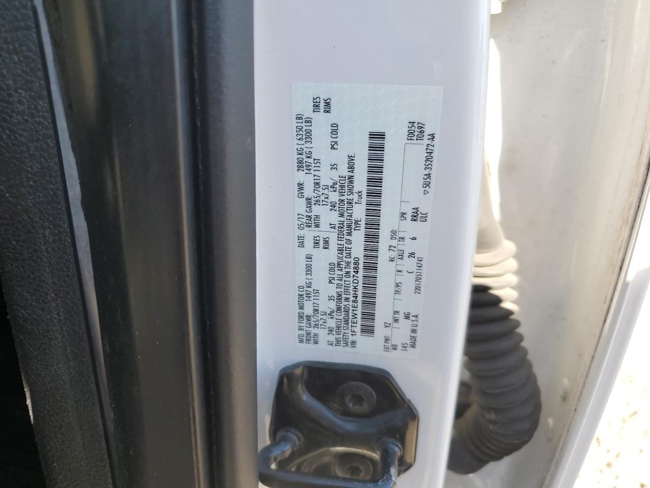 2017 Ford F150 Supercrew VIN: 1FTEW1E84HKD74880 Lot: 84738365