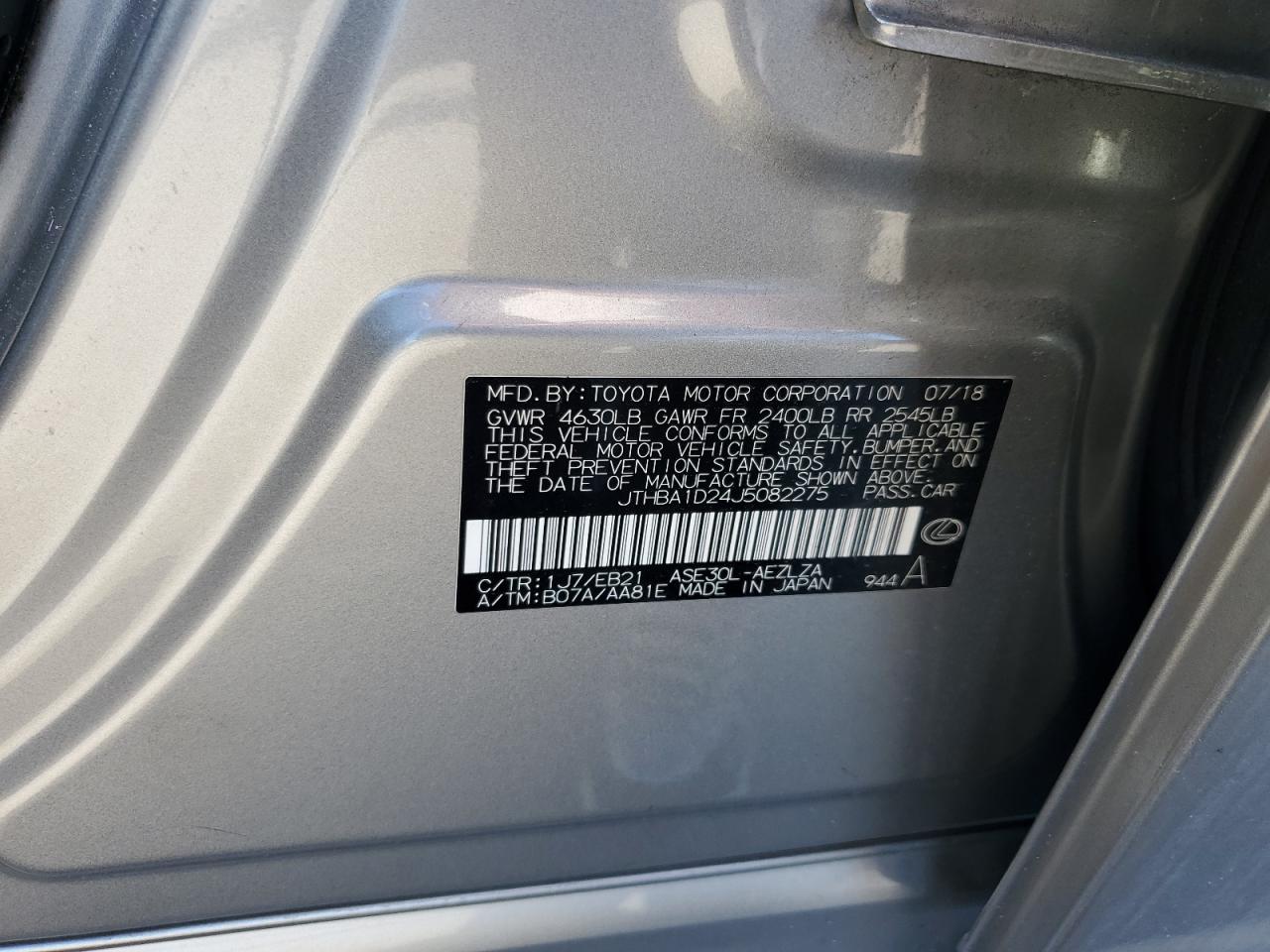 2018 Lexus Is 300 VIN: JTHBA1D24J5082275 Lot: 81484105