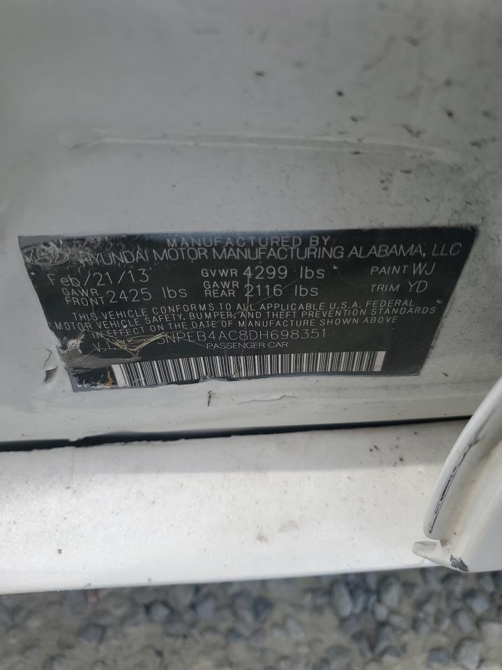 2013 Hyundai Sonata Gls VIN: 5NPEB4AC8DH698351 Lot: 81883365