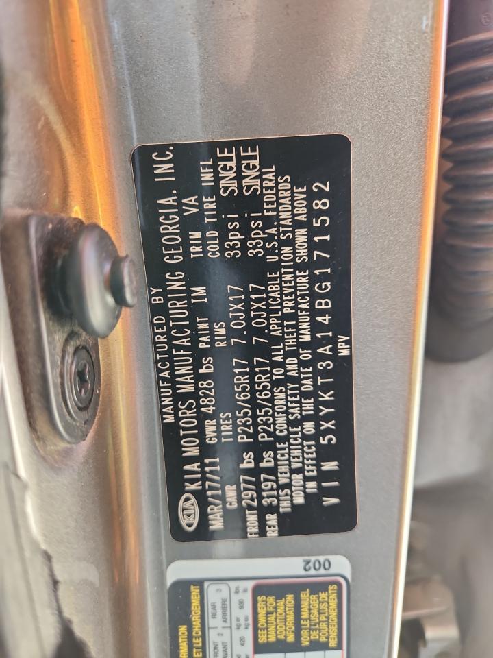 2011 Kia Sorento Base VIN: 5XYKT3A14BG171582 Lot: 71530895