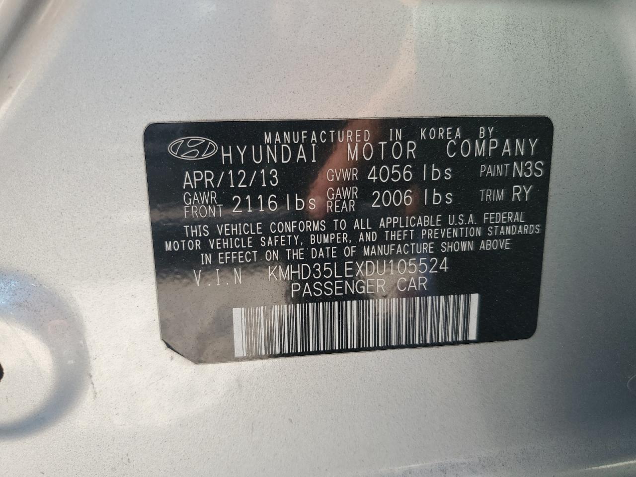 2013 Hyundai Elantra Gt VIN: KMHD35LEXDU105524 Lot: 80643535