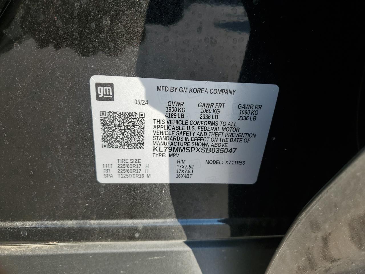 2025 Chevrolet Trailblazer Ls VIN: KL79MMSPXSB035047 Lot: 72083035