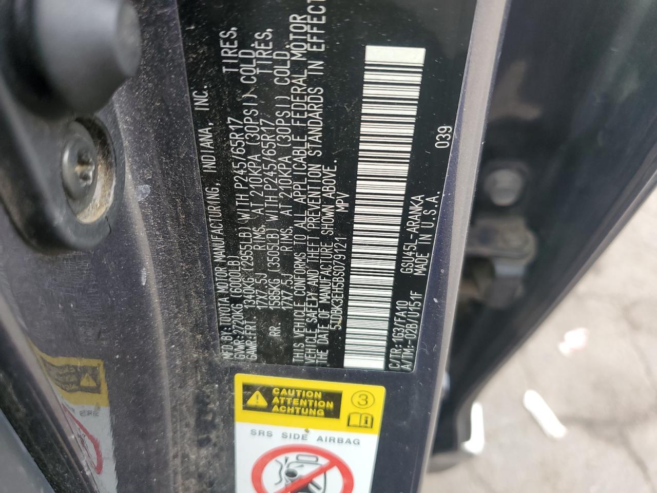 2011 Toyota Highlander Base VIN: 5TDBK3EH5BS079121 Lot: 84205695