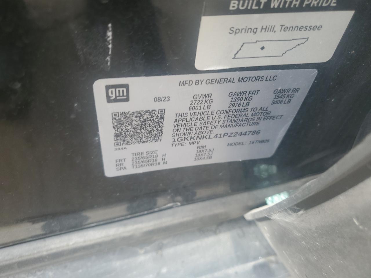 2023 GMC Acadia Sle VIN: 1GKKNKL41PZ244786 Lot: 80150505