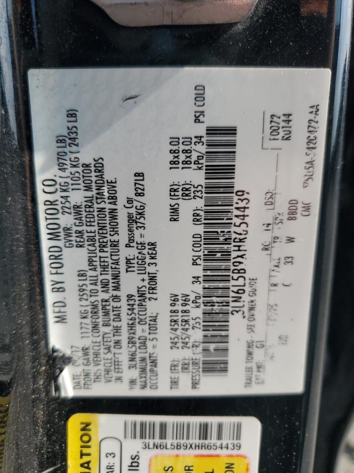 2017 Lincoln Mkz Premiere VIN: 3LN6L5B9XHR654439 Lot: 71553655