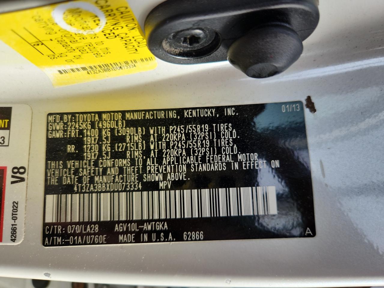 2013 Toyota Venza Le VIN: 4T3ZA3BBXDU073334 Lot: 81654655