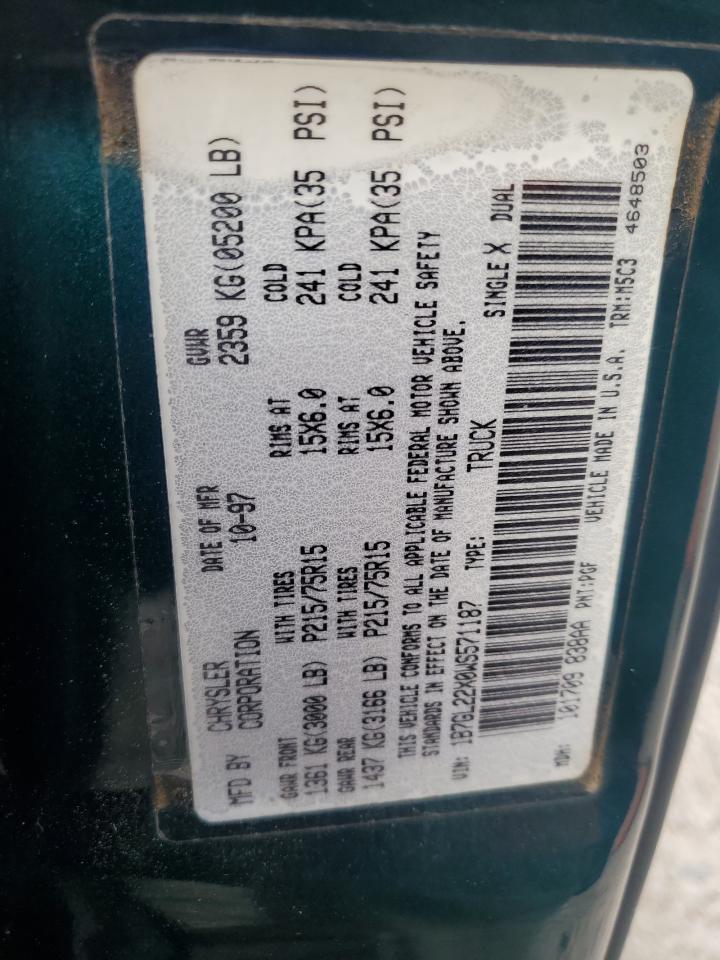 1998 Dodge Dakota VIN: 1B7GL22X0WS571187 Lot: 81722905