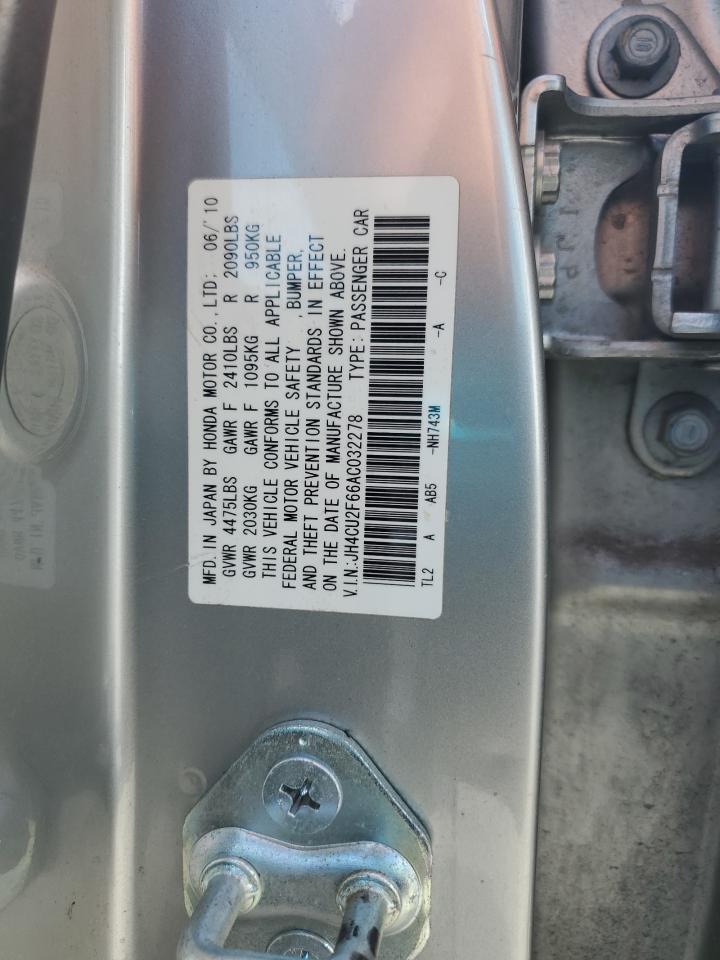 2010 Acura Tsx VIN: JH4CU2F66AC032278 Lot: 80714675