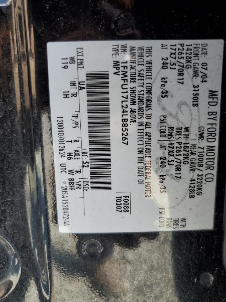 2004 Ford Expedition Eddie Bauer VIN: 1FMFU17L24LB85267 Lot: 81189655