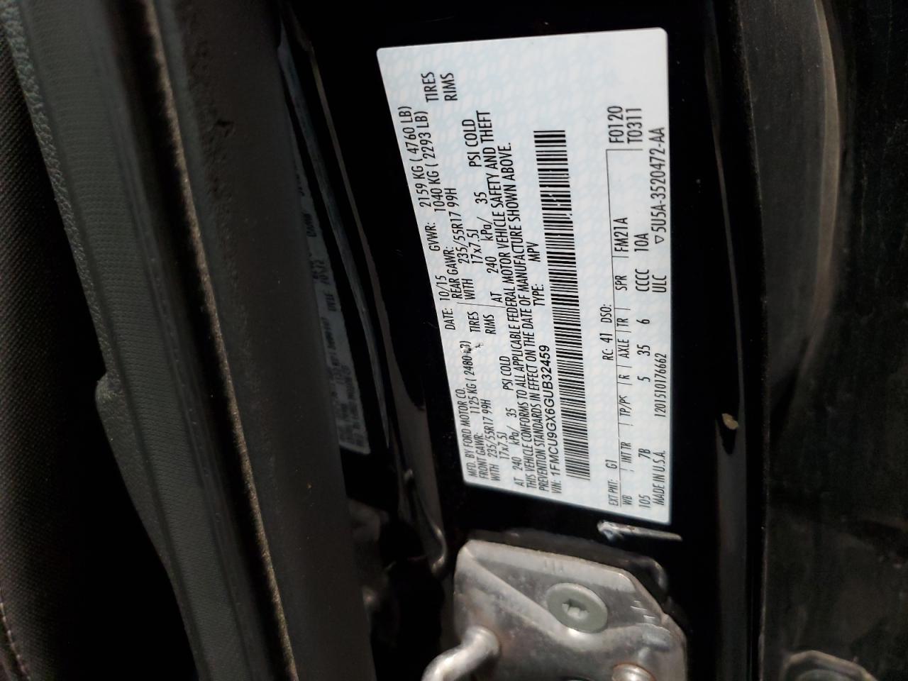 2016 Ford Escape Se VIN: 1FMCU9GX6GUB32459 Lot: 84413325